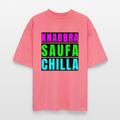 Knabbra Saufa Chilla Design – Oversized Unisex Bio T-Shirt - Pink 