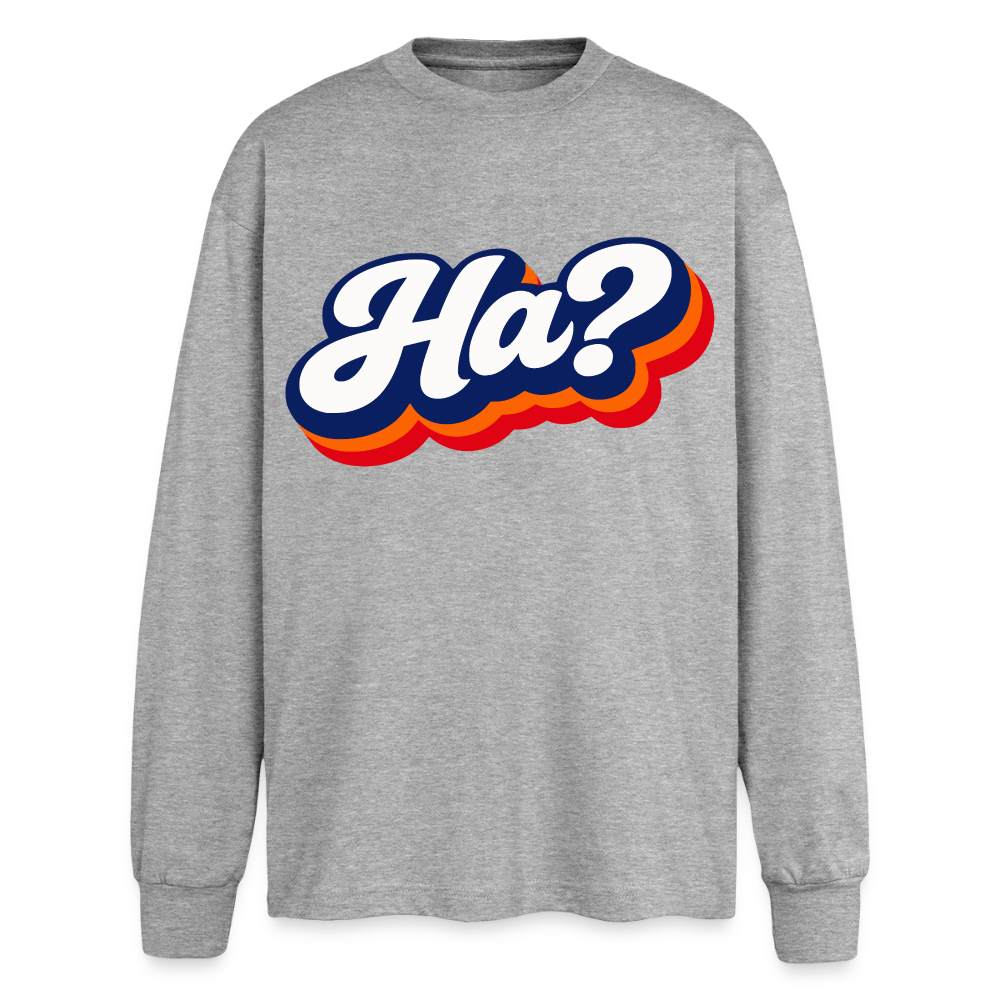 Ha? Design – Oversized Langarmshirt - Grau meliert