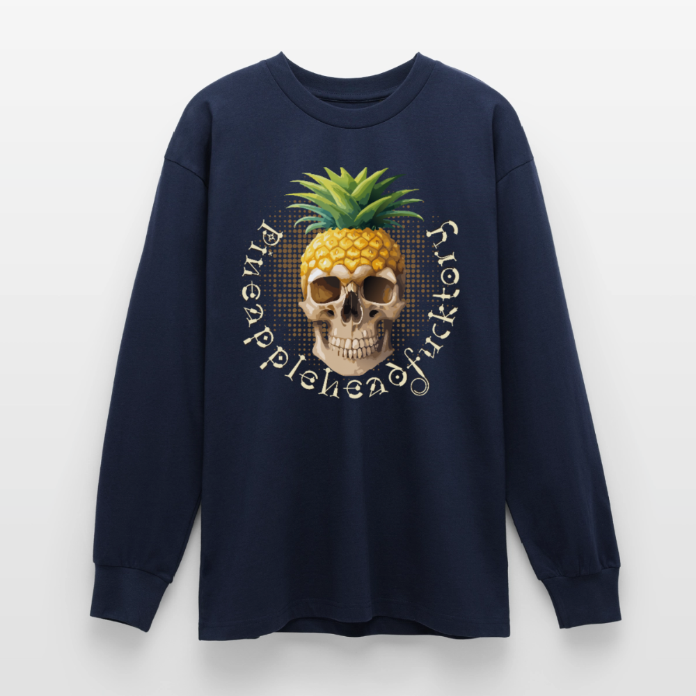 Pineapple Skull Design - Oversized Langarmshirt - Navy