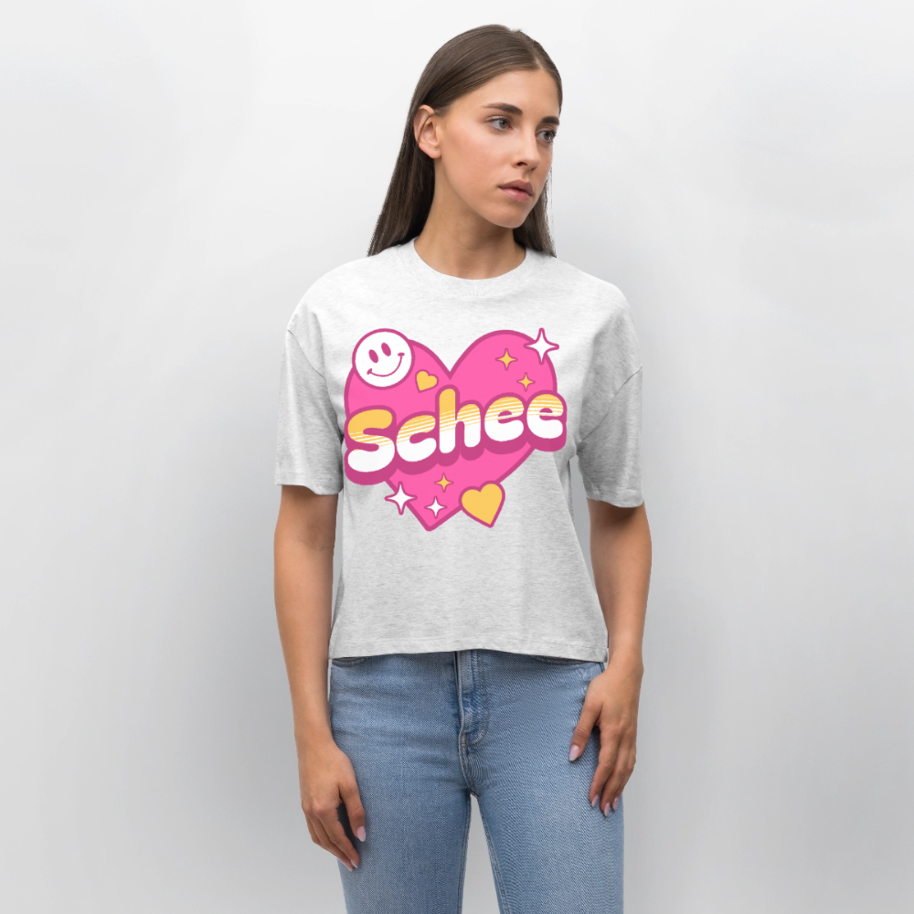 Schnee Design – Frauen Boxy Bio-T-Shirt - Weiß meliert