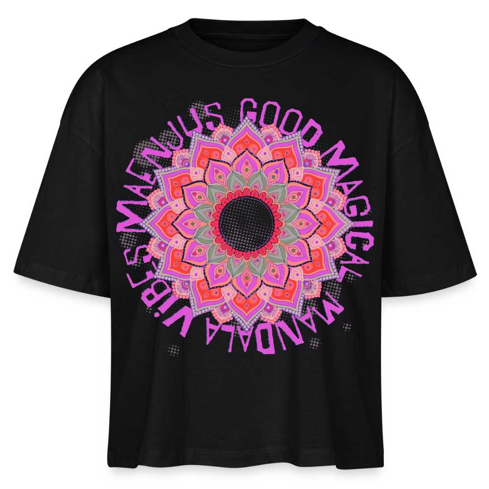 Mandala Pink Design – Frauen Boxy Bio-T-Shirt - Schwarz