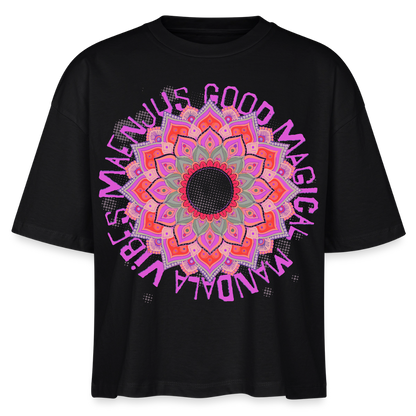 Mandala Pink Design – Frauen Boxy Bio-T-Shirt - Schwarz