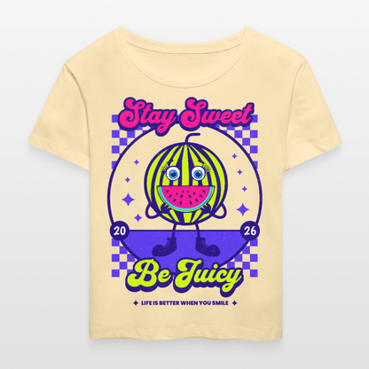 Stay Sweet Design – Rundhals Frauen Bio-T-Shirt - Creme
