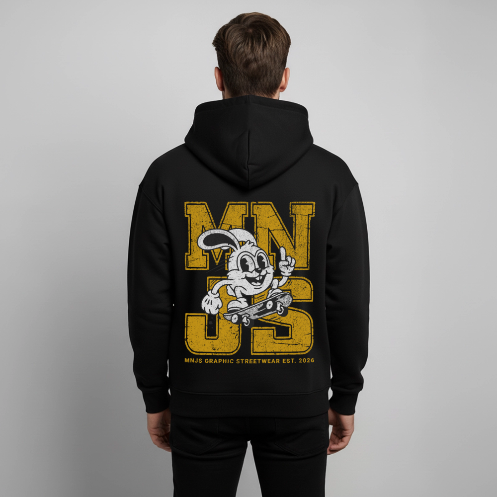 Skate Bunny Design – Oversized Unisex Hoodie - Schwarz