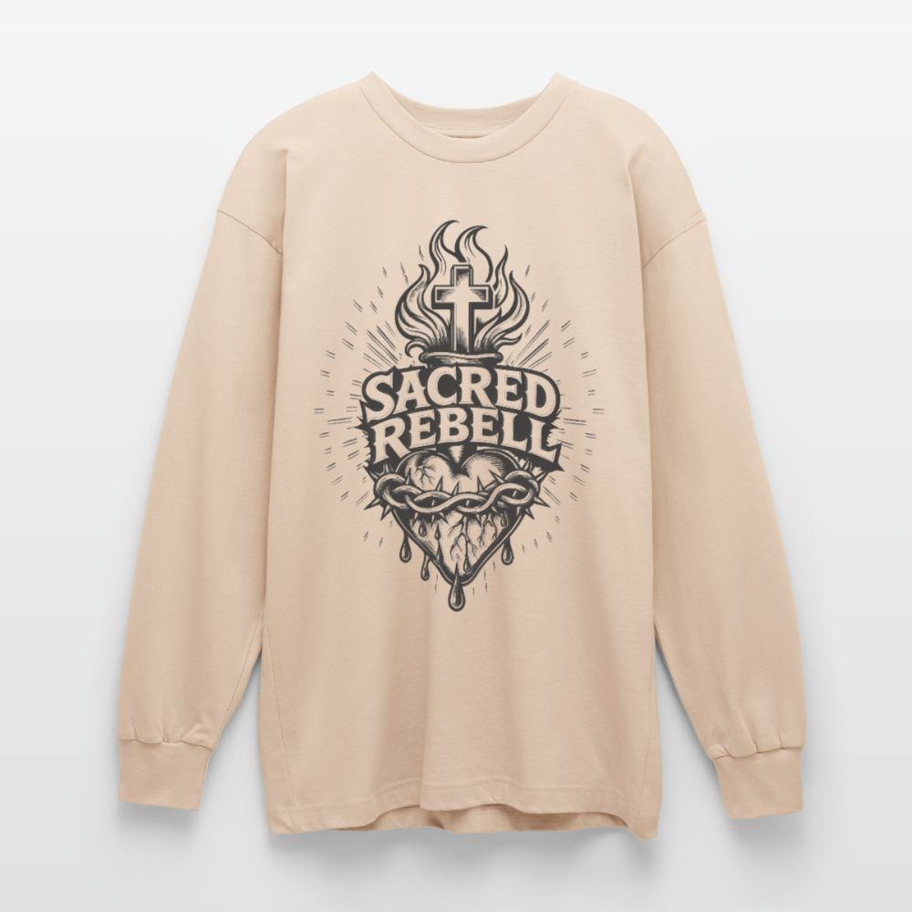 Sacred Rebell Design – Oversized Langarmshirt - Sand
