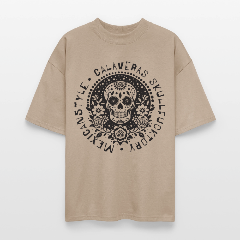 Sugar Skull Black Design - Oversized Unisex Bio T-Shirt - Steingrau