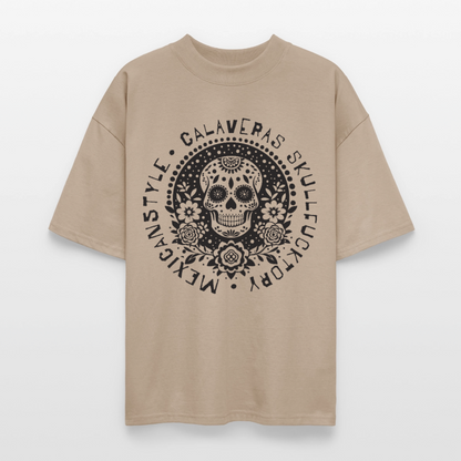 Sugar Skull Black Design - Oversized Unisex Bio T-Shirt - Steingrau