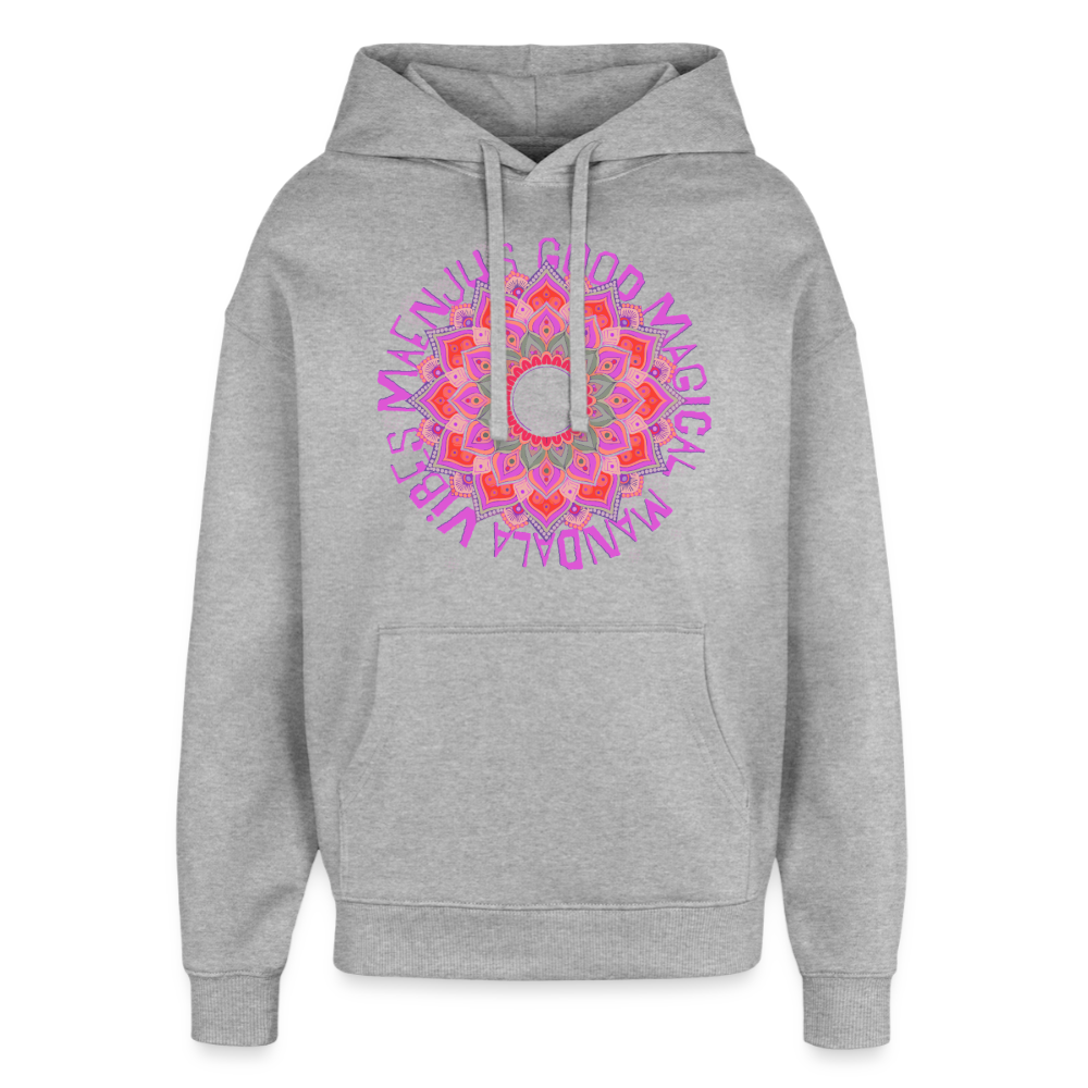 Mandala Pink Design – Oversized Unisex Hoodie - Grau meliert