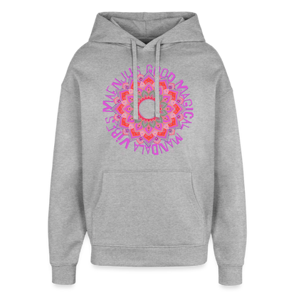 Mandala Pink Design – Oversized Unisex Hoodie - Grau meliert
