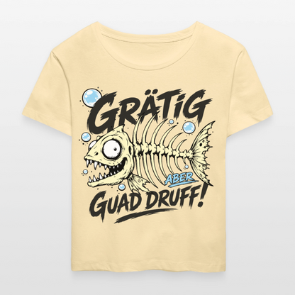 Fischskelett Grätig Design –  Rundhals Frauen Bio-T-Shirt - Creme