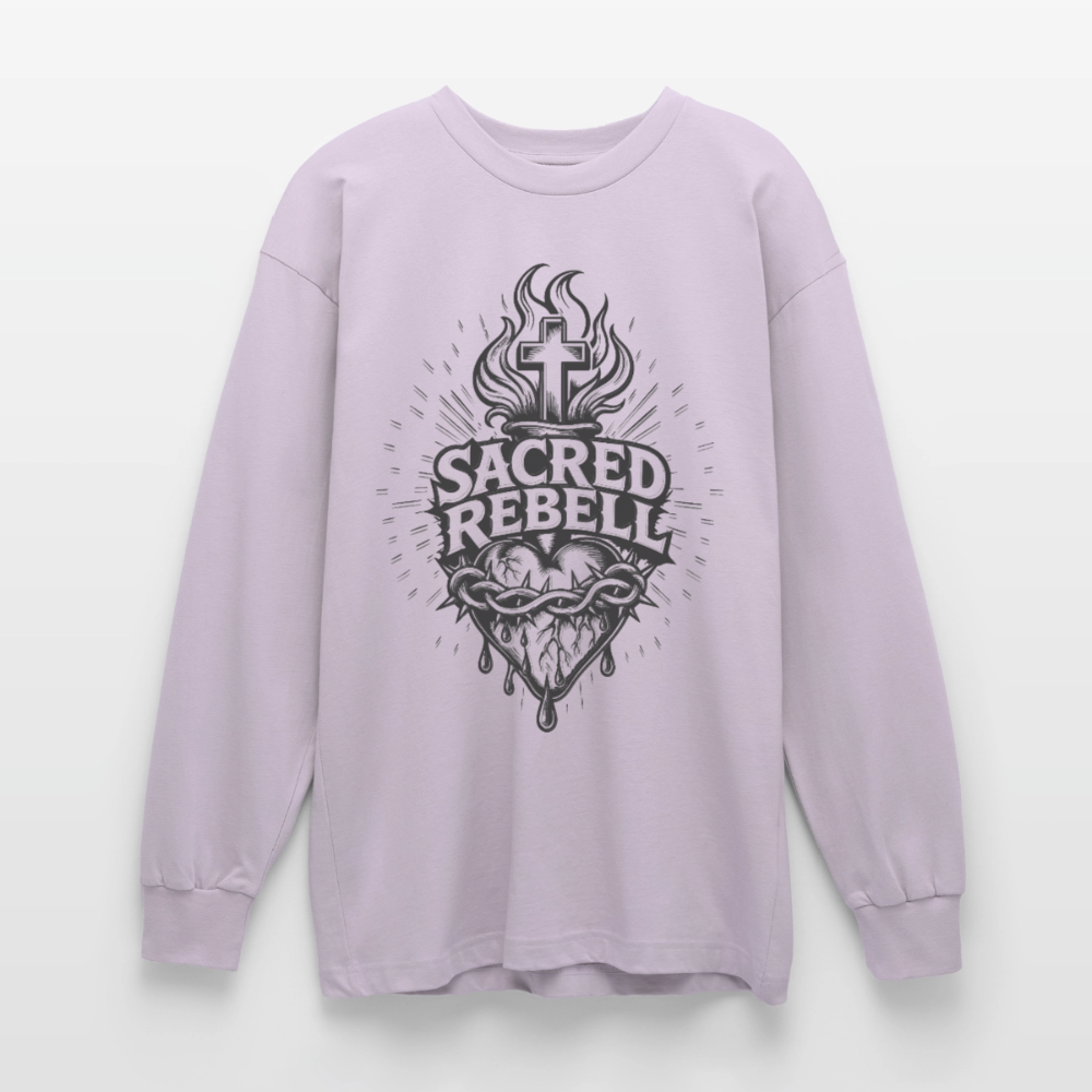Sacred Rebell Design – Oversized Langarmshirt - verblasstes Lila