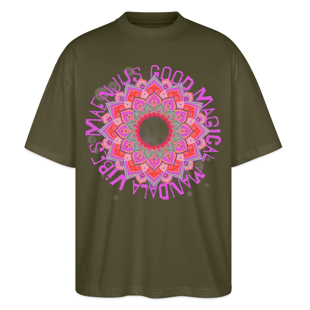 Mandala Pink Design – Oversized Unisex Bio T-Shirt - Khaki