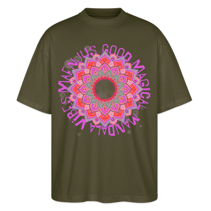 Mandala Pink Design – Oversized Unisex Bio T-Shirt - Khaki