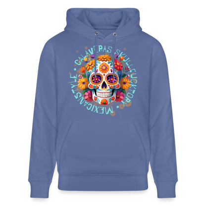 Sugar Skull Blumen Design – Unisex Bio-Hoodie - Blau