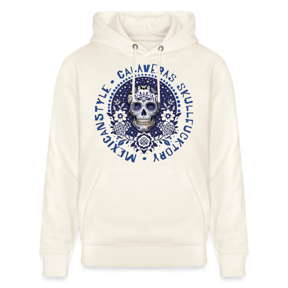 Sugar Skull Blau Design – Unisex Bio-Hoodie - Naturweiß 