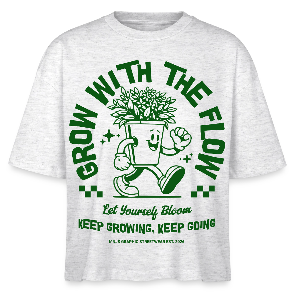 Keep Growing Design – Frauen Boxy Bio-T-Shirt - Weiß meliert