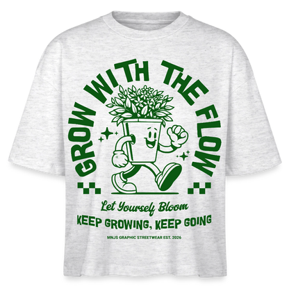 Keep Growing Design – Frauen Boxy Bio-T-Shirt - Weiß meliert