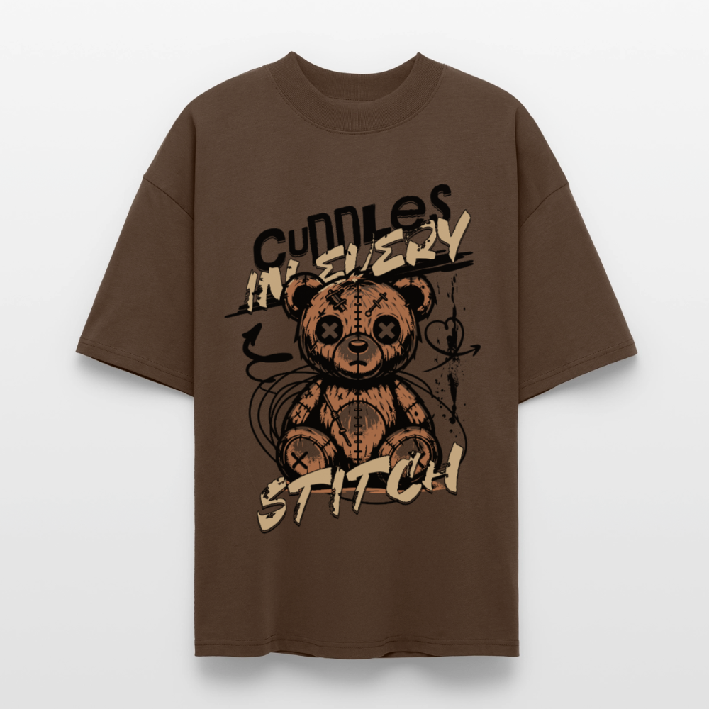 Bear Design – Oversized Unisex Bio T-Shirt - Dunkelbraun