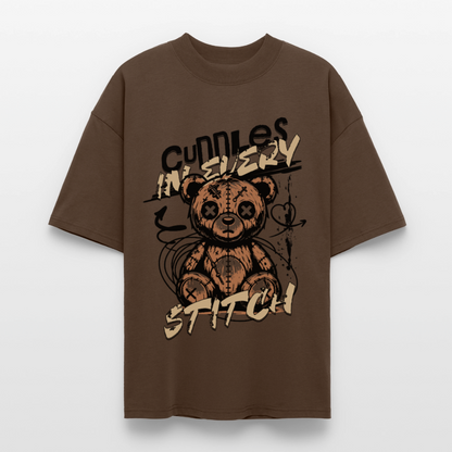 Bear Design – Oversized Unisex Bio T-Shirt - Dunkelbraun