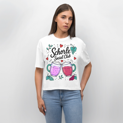 Schorle Social Club – Frauen Boxy Bio-T-Shirt - Weiß