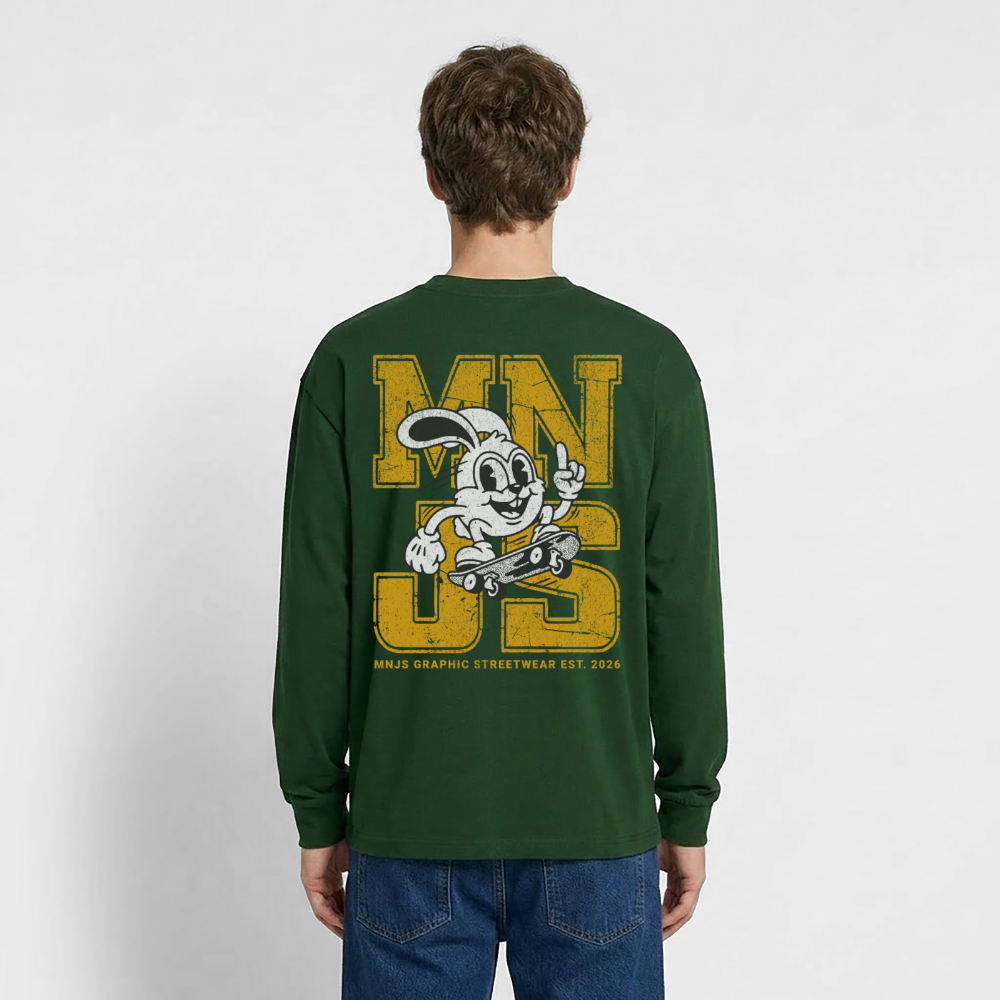 Skate Bunny Design – Oversized Langarmshirt - Flaschengrün