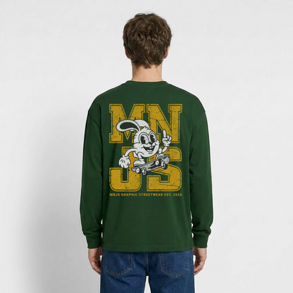 Skate Bunny Design – Oversized Langarmshirt - Flaschengrün