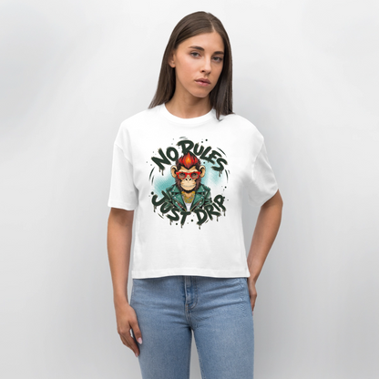 Monkey No Rules Design – Frauen Boxy Bio-T-Shirt - Weiß