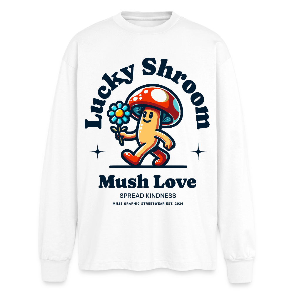Lucky Shroom Design – Oversized Langarmshirt - Weiß