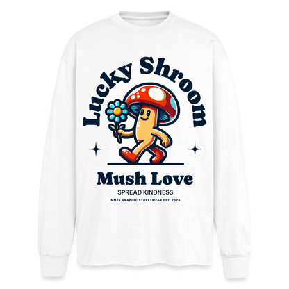 Lucky Shroom Design – Oversized Langarmshirt - Weiß