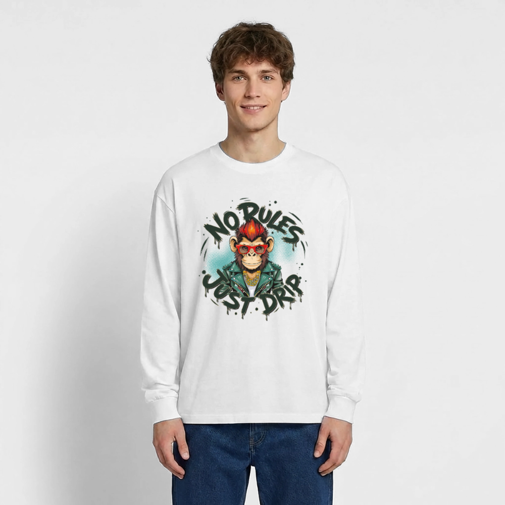 Monkey No Rules Design – Oversized Langarmshirt - Weiß