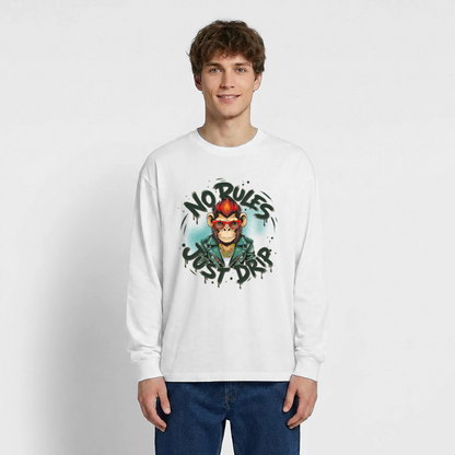 Monkey No Rules Design – Oversized Langarmshirt - Weiß