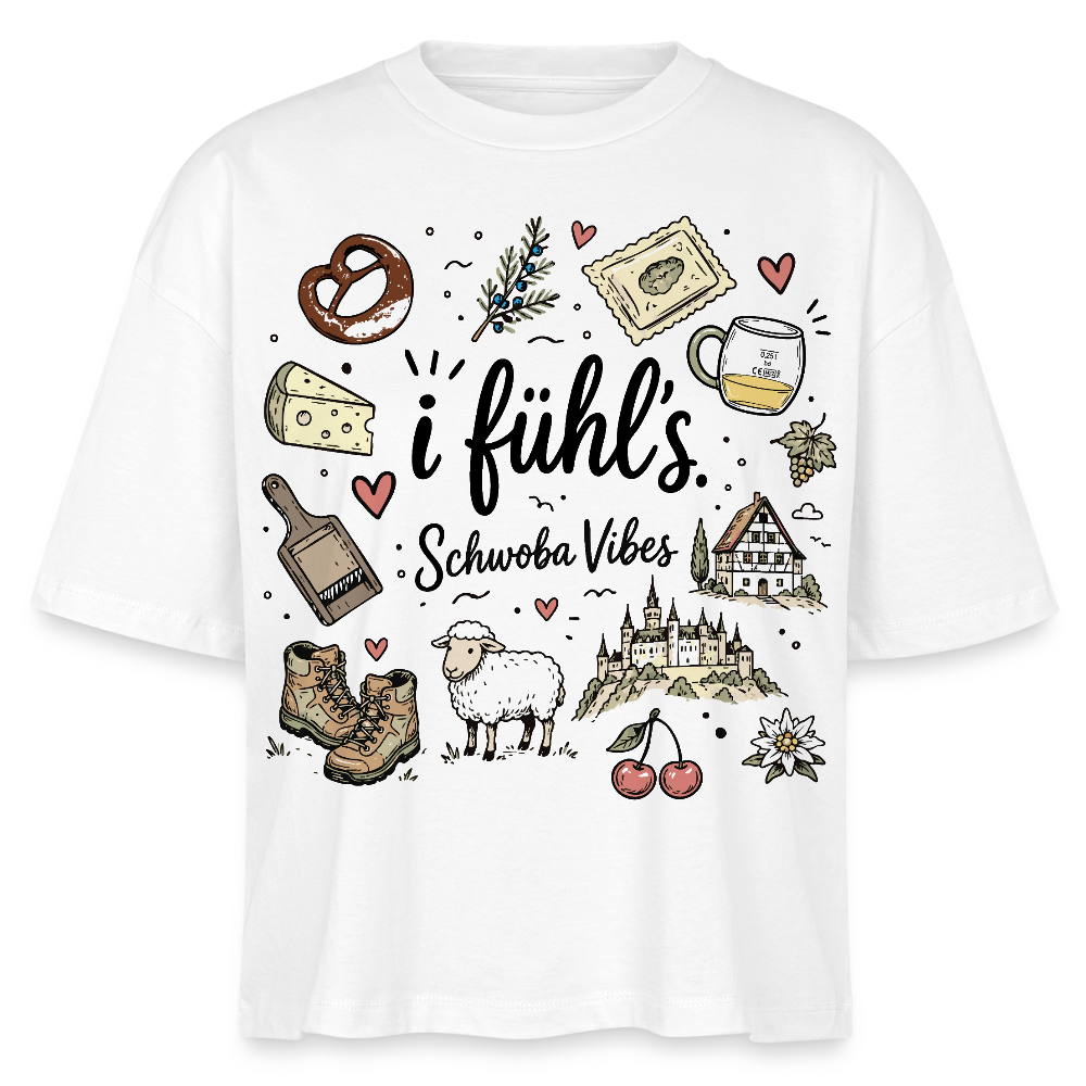 Alb Liebe Design – Frauen Boxy Bio-T-Shirt - Weiß