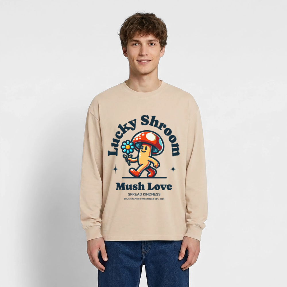 Lucky Shroom Design – Oversized Langarmshirt - Sand