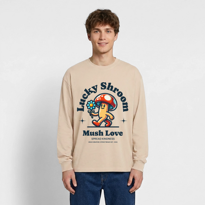 Lucky Shroom Design – Oversized Langarmshirt - Sand