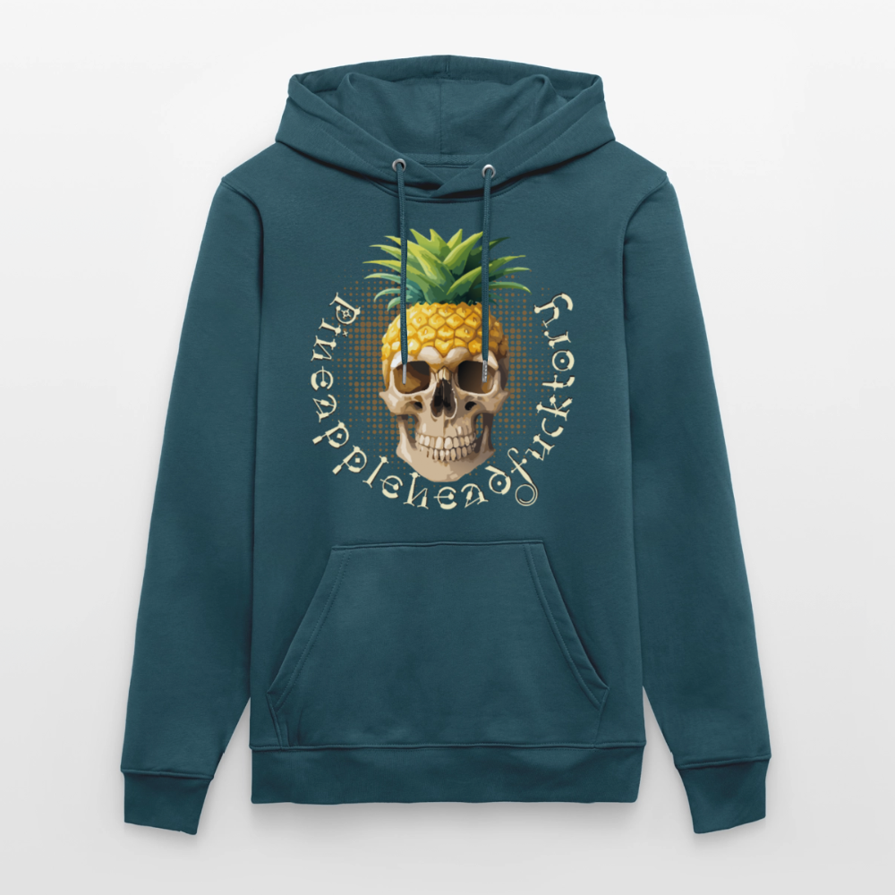 Pineapple Skull Design - Unisex Bio-Hoodie - Dunkles Petrol