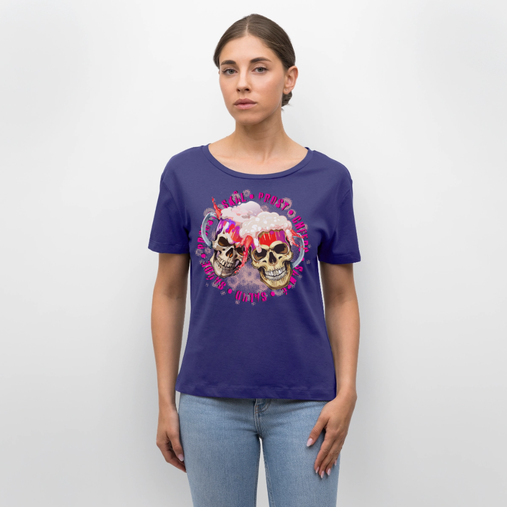 Party Skull Design Pink – Rundhals Frauen Bio-T-Shirt - Dämmerung