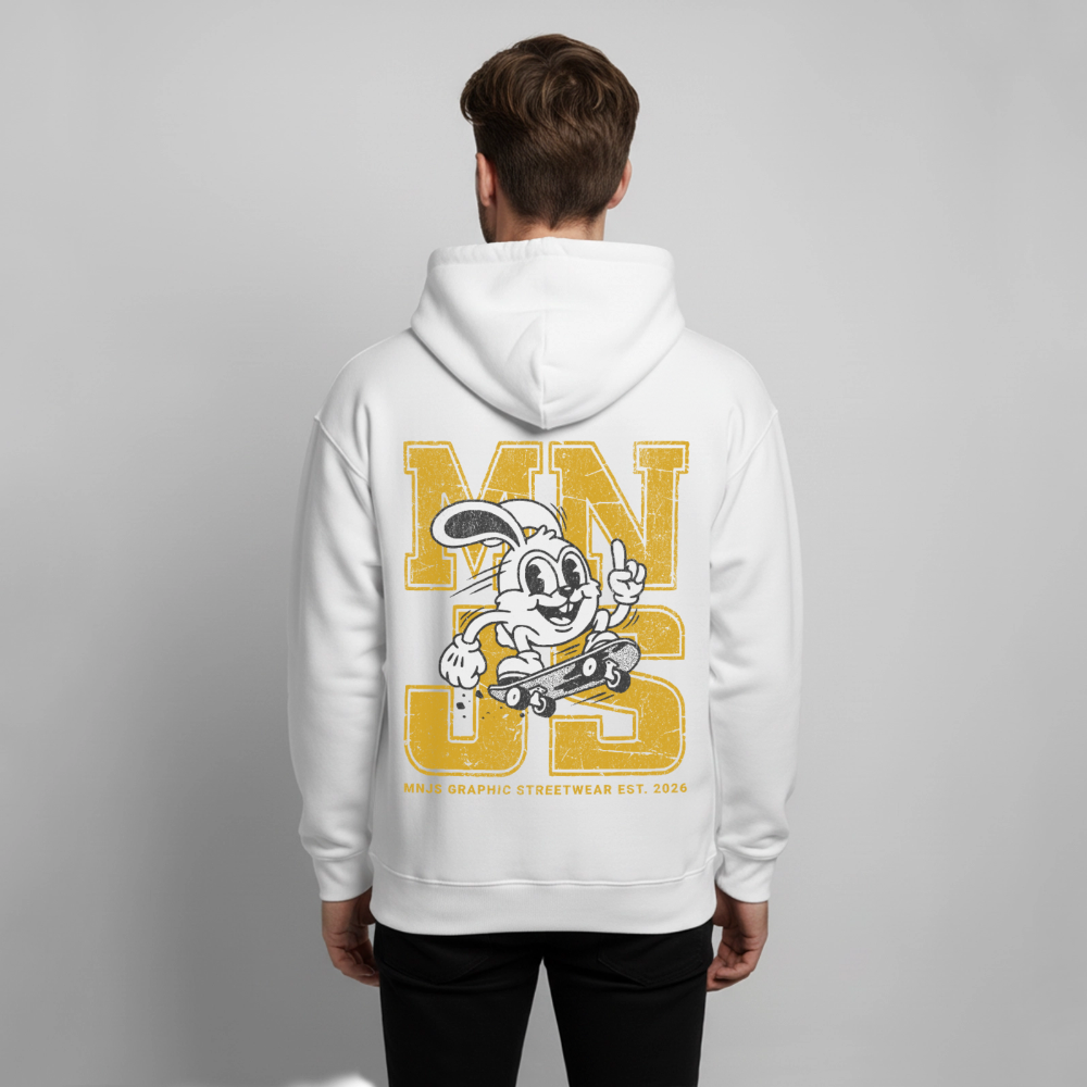 Skate Bunny Design – Oversized Unisex Hoodie - Weiß