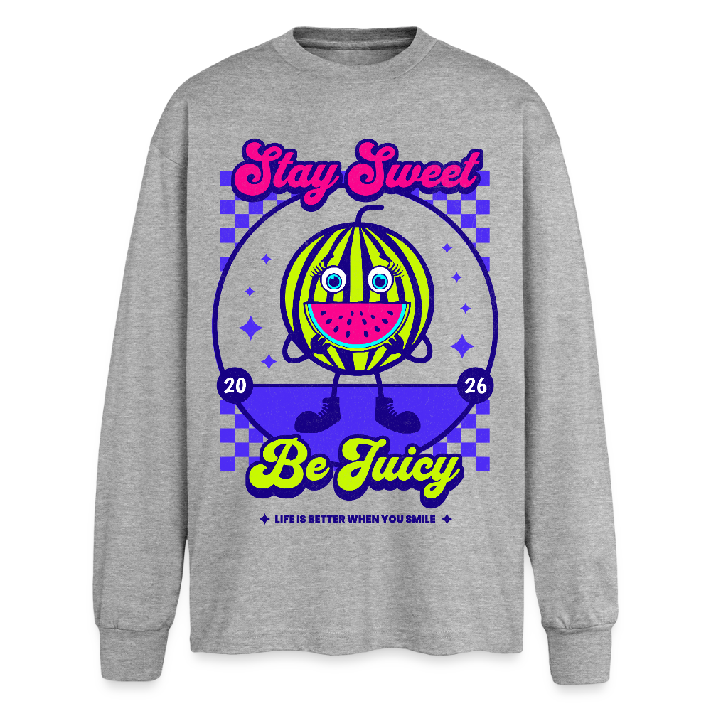 Stay Sweet Design – Oversized Langarmshirt - Grau meliert