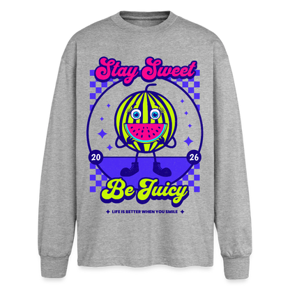 Stay Sweet Design – Oversized Langarmshirt - Grau meliert