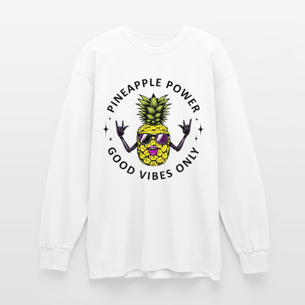 Pineapple Power Design – Oversized Langarmshirt - Weiß