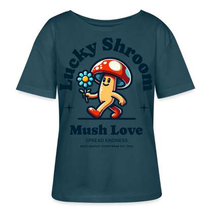 Lucky Shroom Design – Rundhals Frauen Bio-T-Shirt - Dunkles Petrol