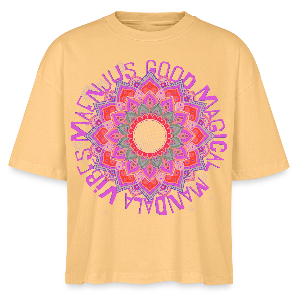 Mandala Pink Design – Frauen Boxy Bio-T-Shirt - Mispel