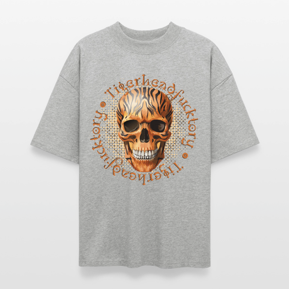 Tiger Skull Design – Oversized Unisex Bio T-Shirt - Grau meliert