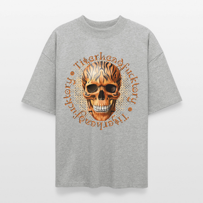 Tiger Skull Design – Oversized Unisex Bio T-Shirt - Grau meliert