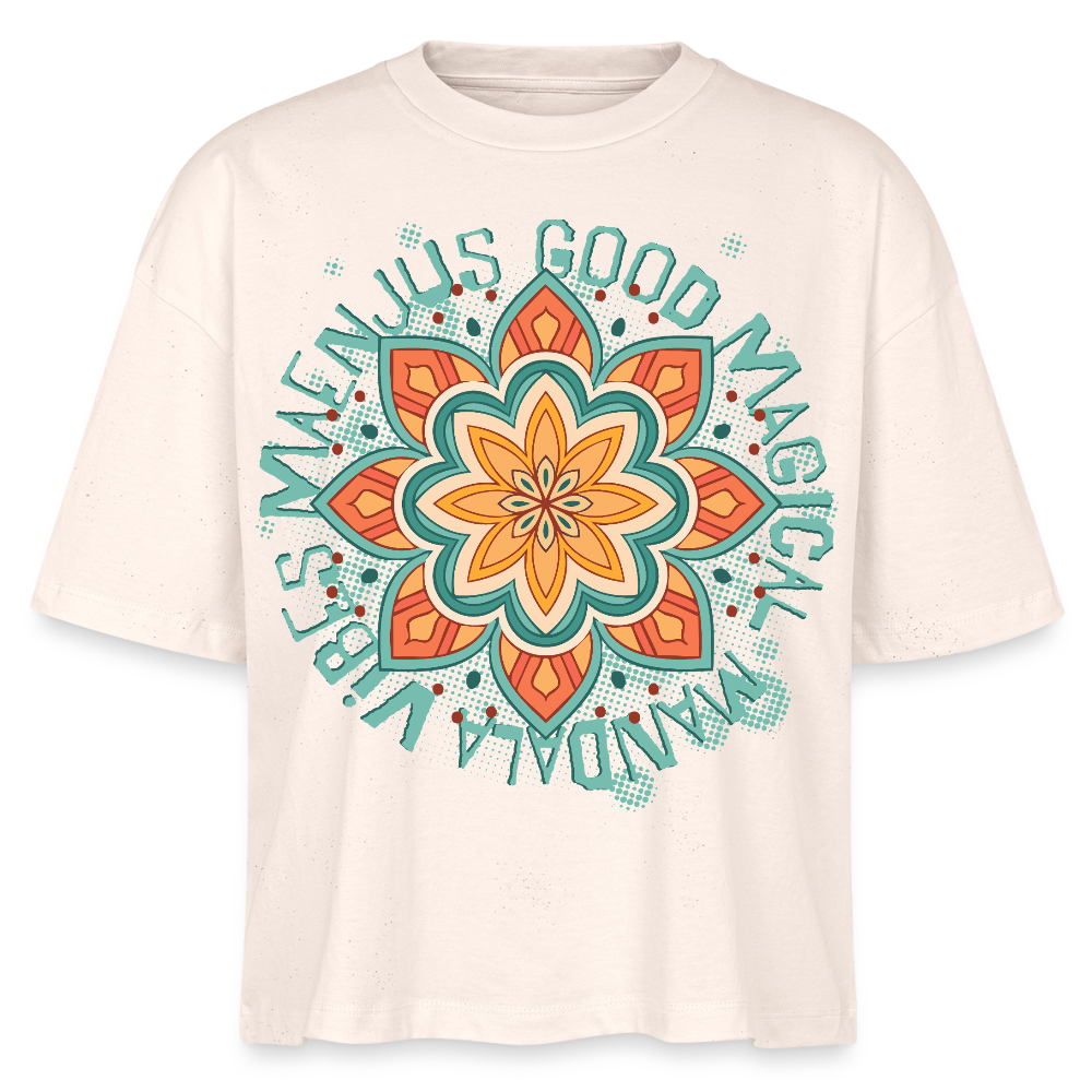 Mandala Türkis Design – Frauen Boxy Bio-T-Shirt - Natur