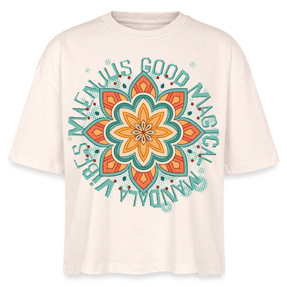 Mandala Türkis Design – Frauen Boxy Bio-T-Shirt - Natur