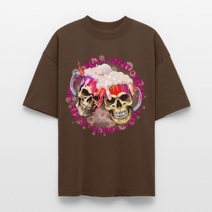 Party Skull Design Pink – Oversized Unisex Bio T-Shirt - Dunkelbraun