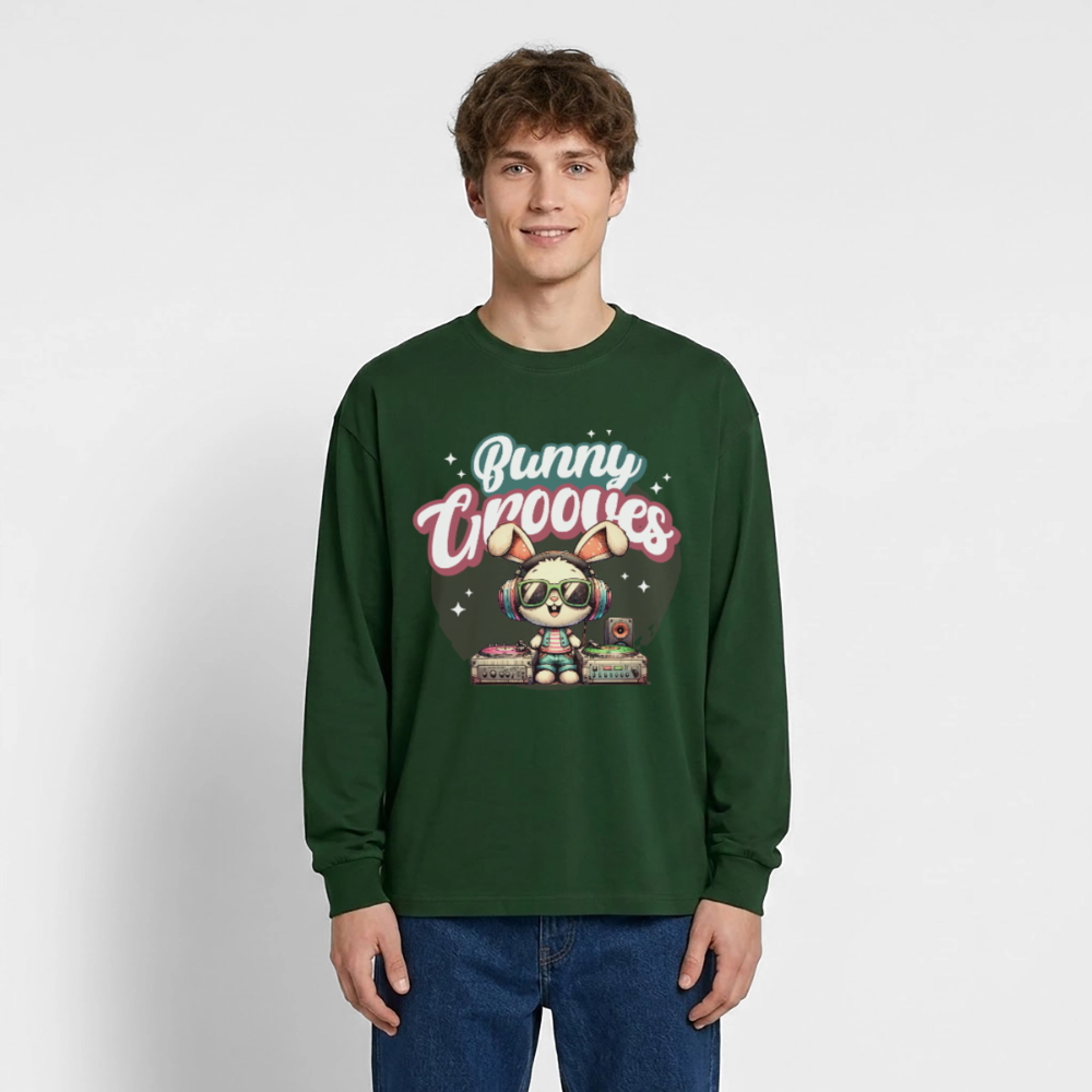 Bunny Grooves Design – Oversized Langarmshirt - Flaschengrün