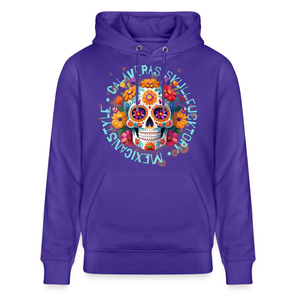 Sugar Skull Blumen Design – Unisex Bio-Hoodie - Purple Love 