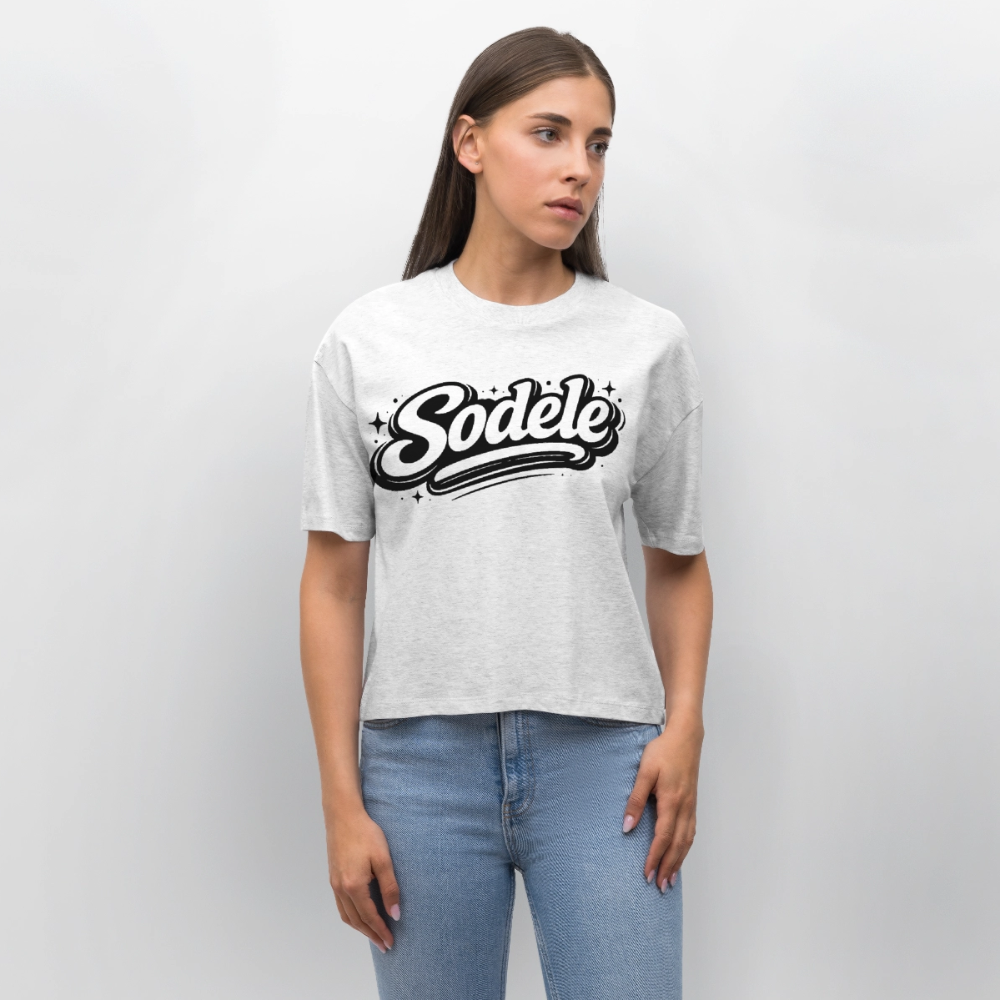 Sodele Design – Frauen Boxy Bio-T-Shirt - Weiß meliert